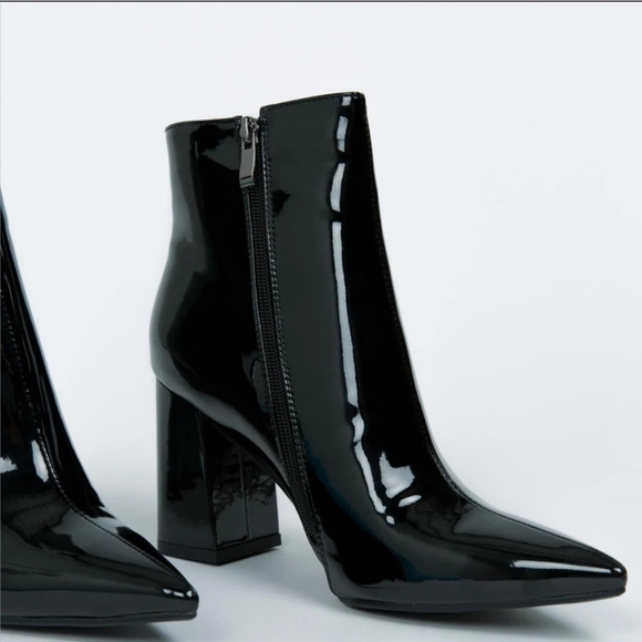 THERAPY | PRINCESS POLLY Alloy Mirror Patent Leather Heel Booties ~ New - Picture 5 of 12